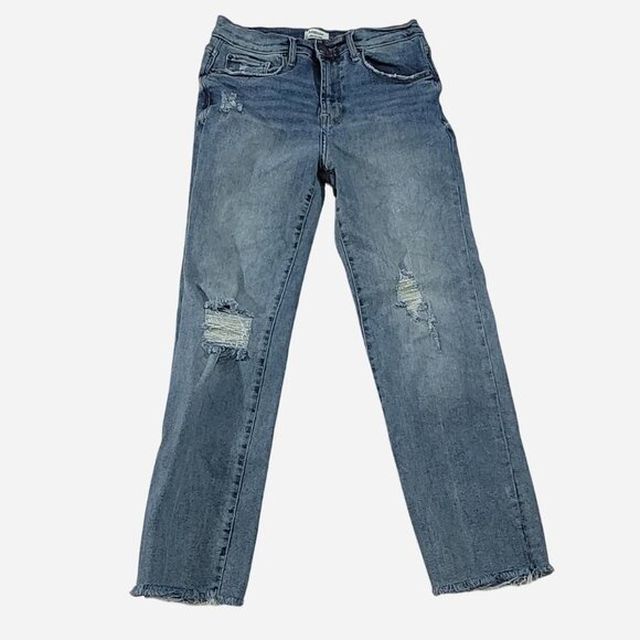 Kensie High-Waisted Slim Distressed Jeans | W27 L26 | Ripped - Picture 1 of 5